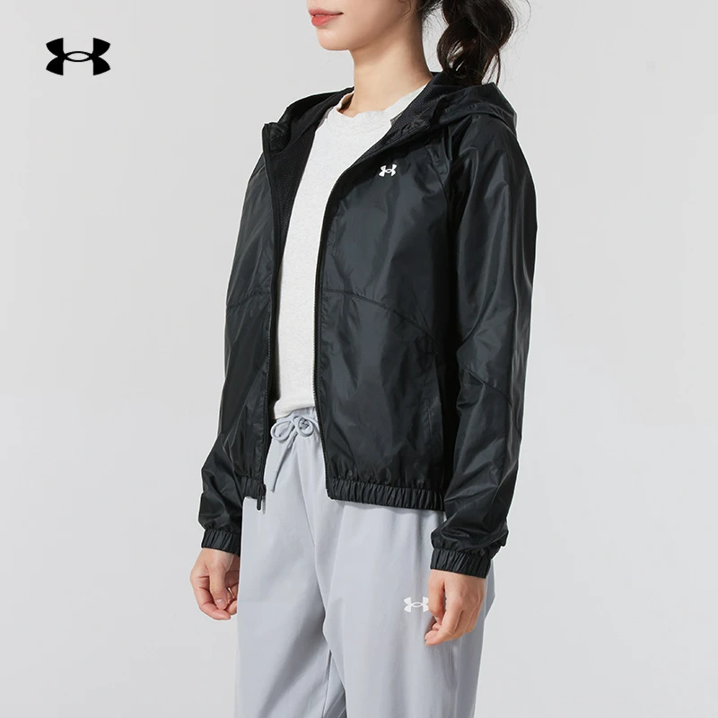 【流光风】安德玛2025新款女装运动健身梭织连帽夹克外套1382698