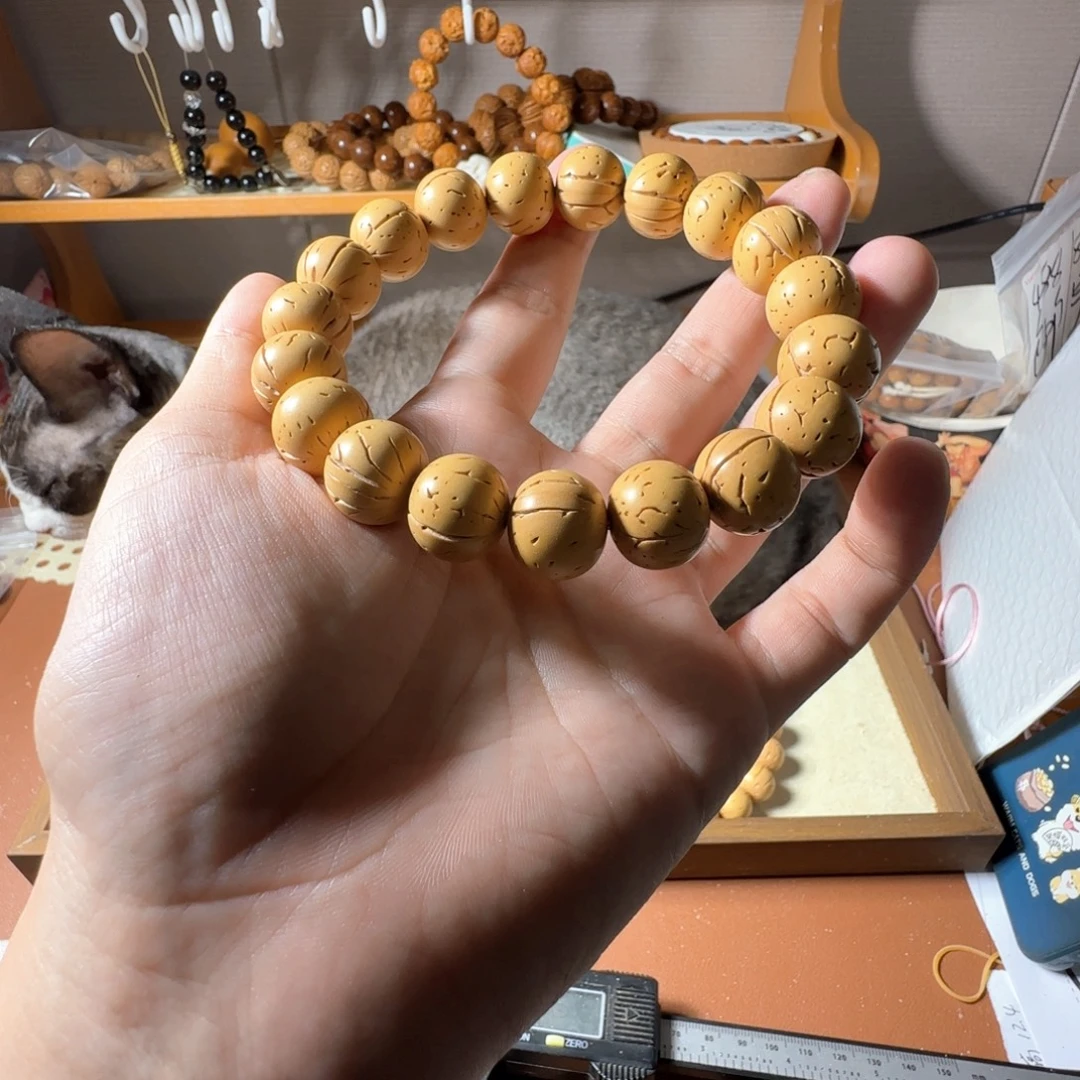 漂***刘吊坠桃核盘锦奶油核光珠