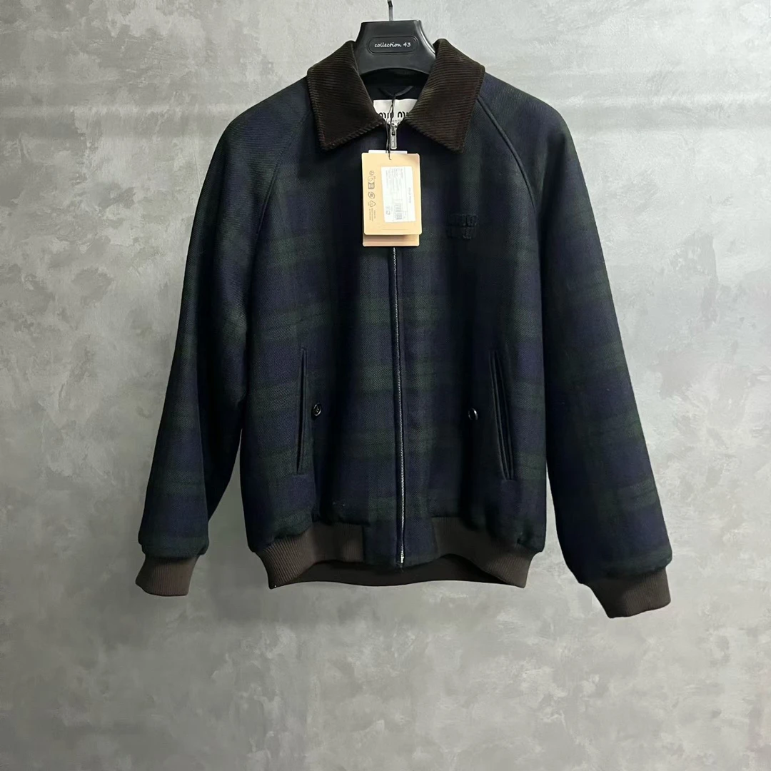 未使用 MIU MIU/缪缪 25翻领撞色格纹夹克外套/36