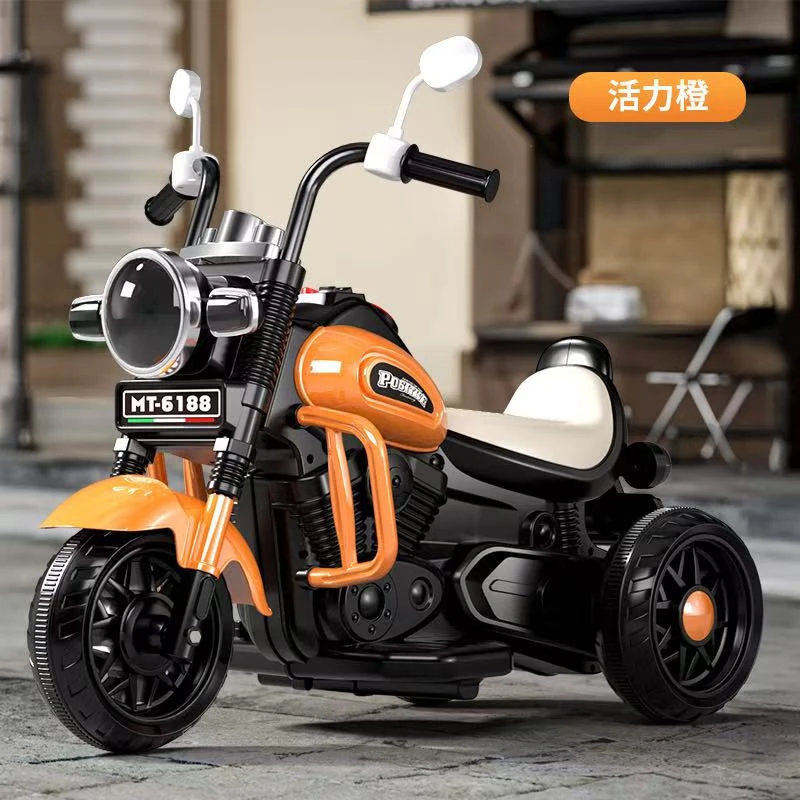 儿童电动摩托车三轮车男女孩宝宝电瓶车充电玩具车音乐灯光早教