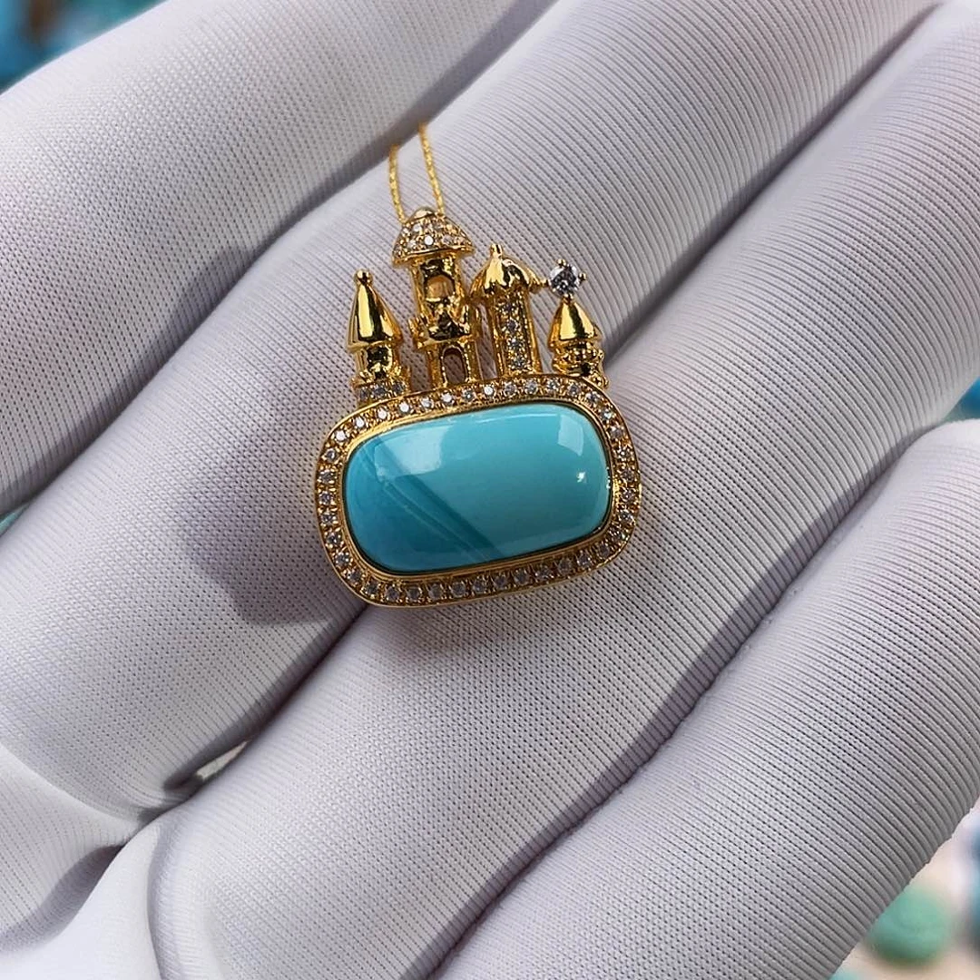 绿松石珠宝奇石18K金镶嵌