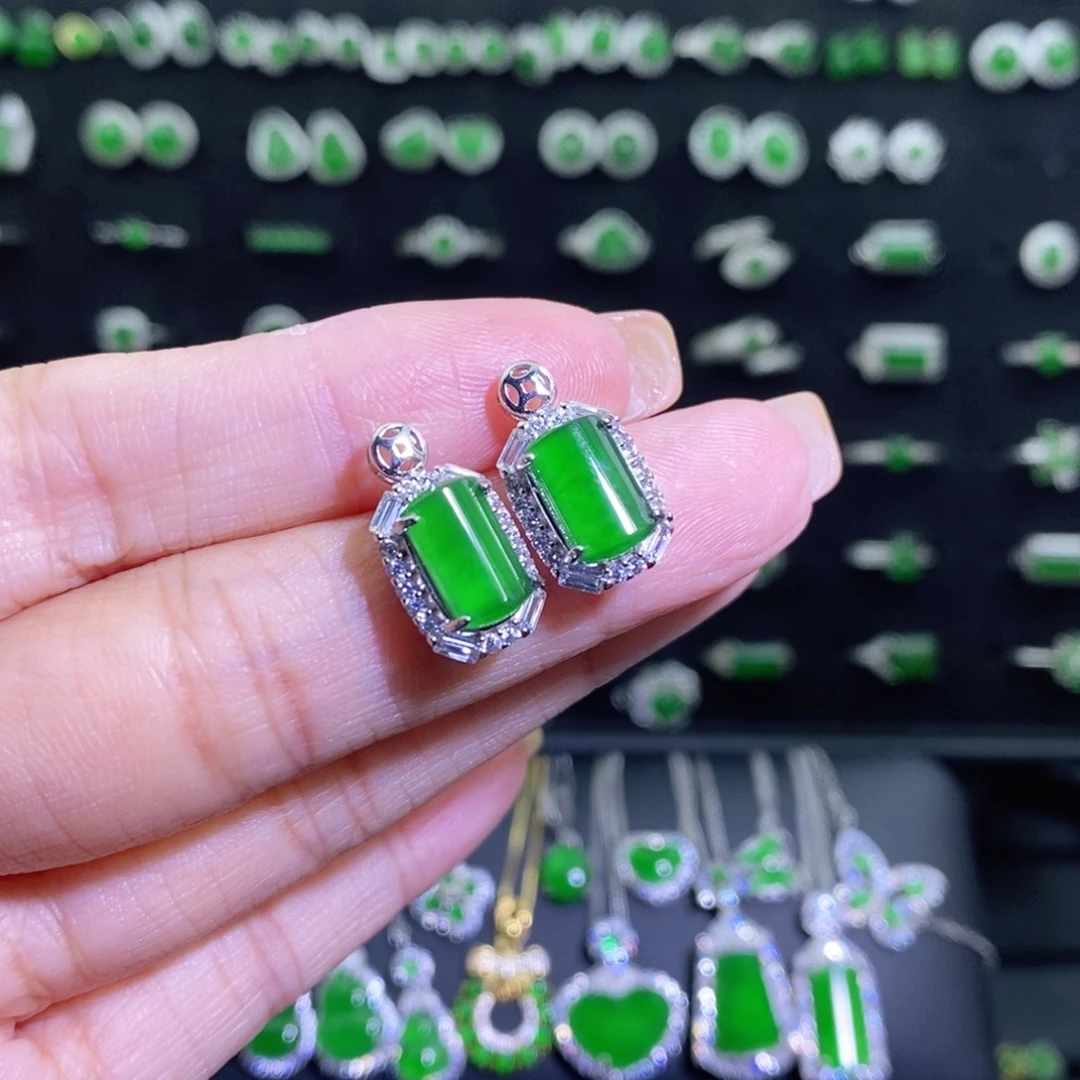 翡翠银S925镶嵌耳饰多样性