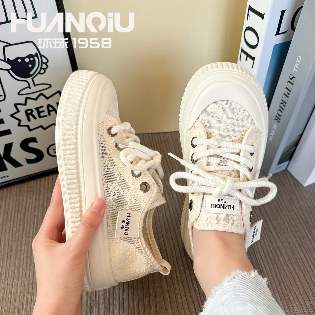 环球小香风2025新款夏季透气时尚网面渔夫鞋女厚底百搭时尚休闲鞋