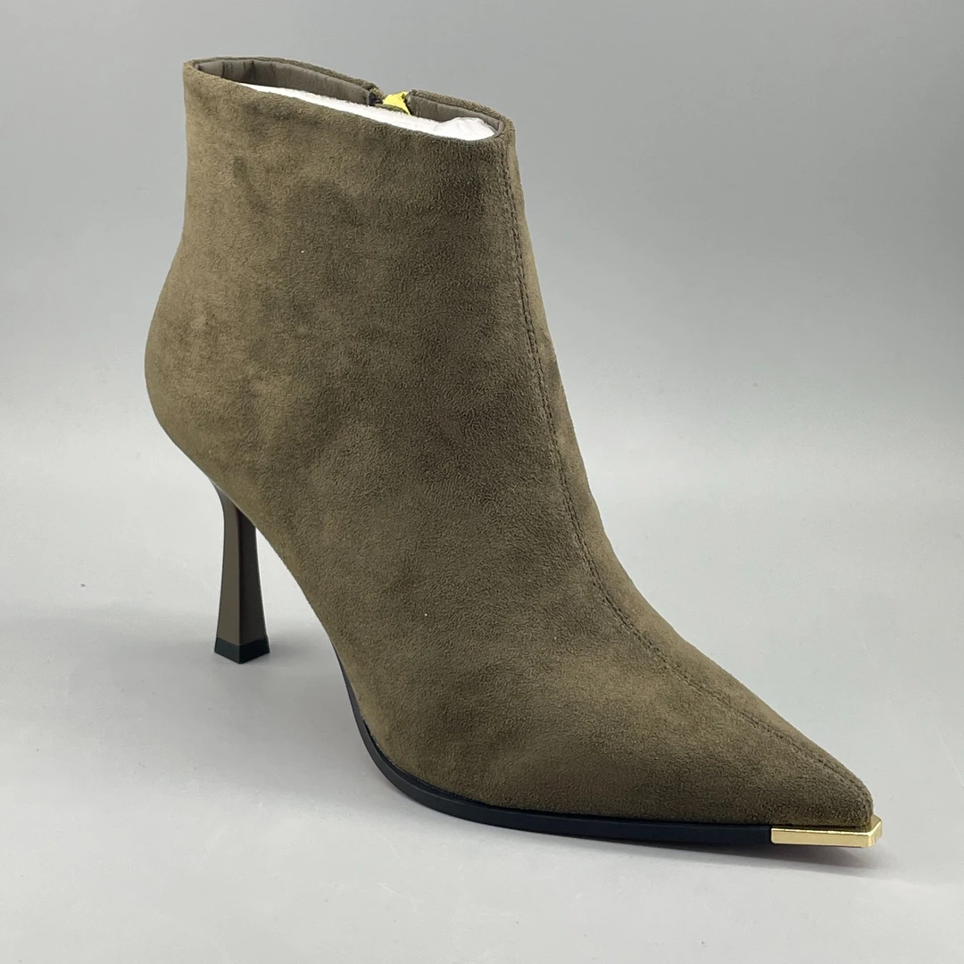 013百搭时装靴瘦瘦靴细跟气质灰色单里绒里女鞋裸靴时尚单鞋尖头