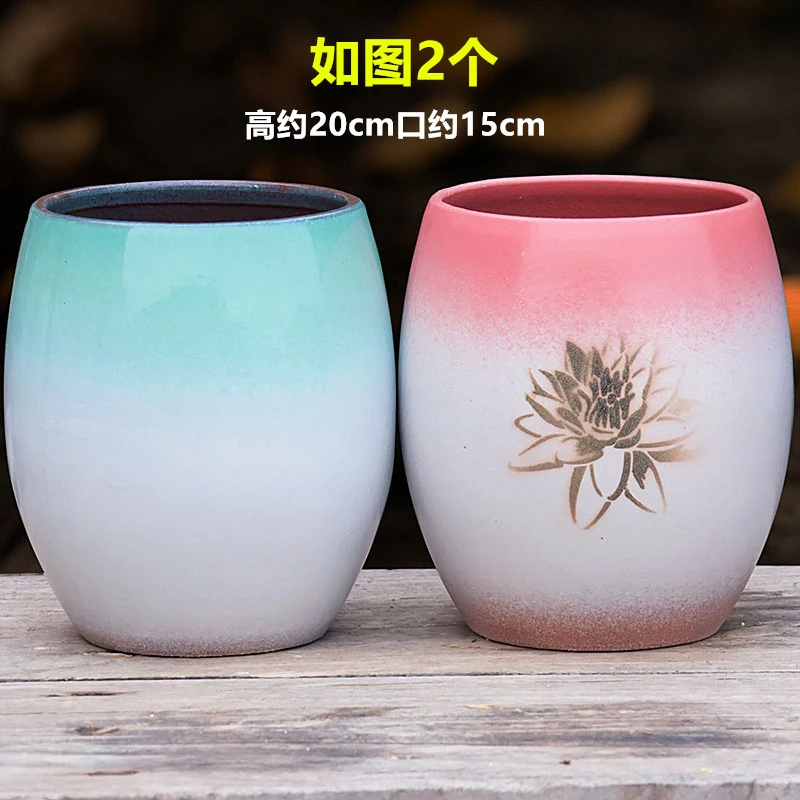 大口径矮胖多肉花盆透气陶瓷老桩绿植组合室内花盆蛋壳龙蛋盆