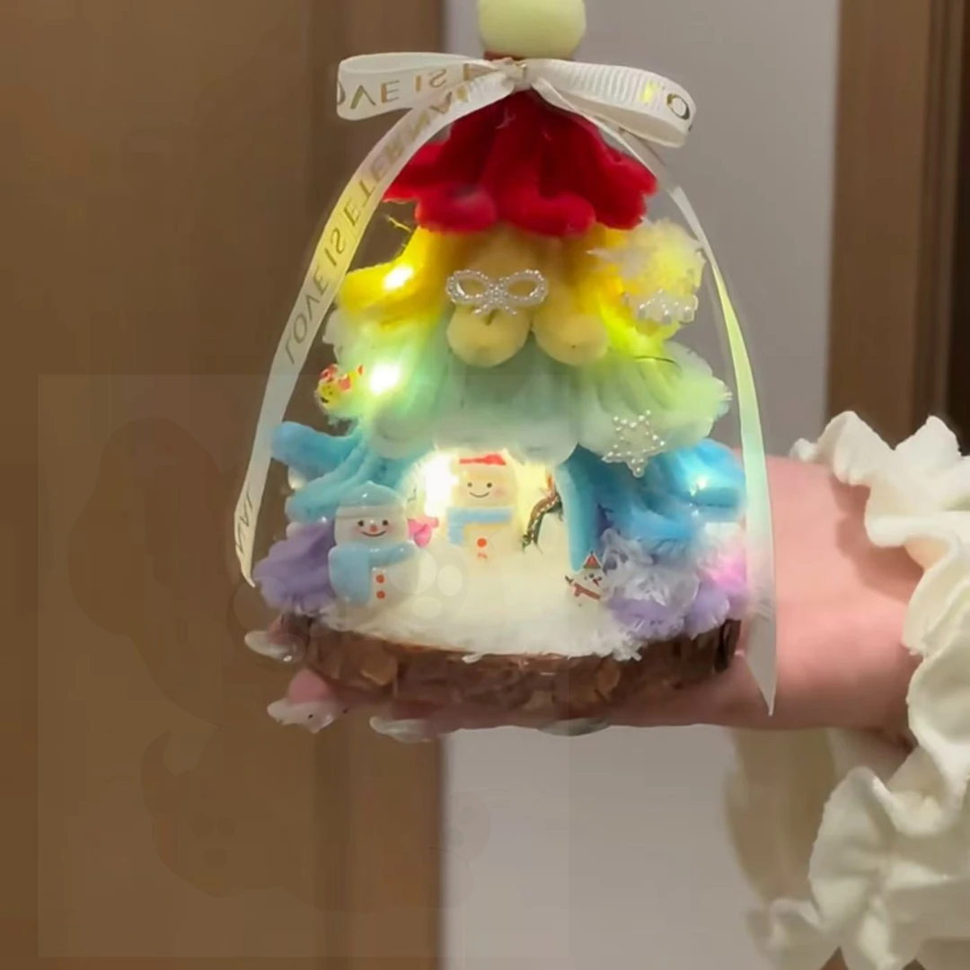 圣诞节发光彩虹圣诞树屋手工DIY材料包雪花摆件礼物个人用品L711