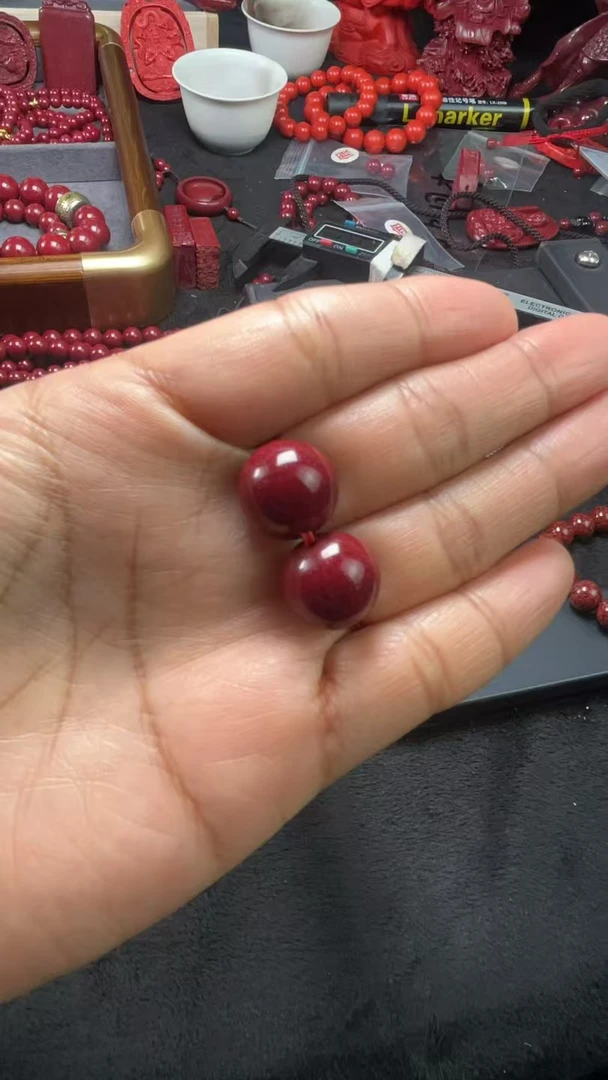 含辰砂工艺品朱砂紫金砂14毫米单珠