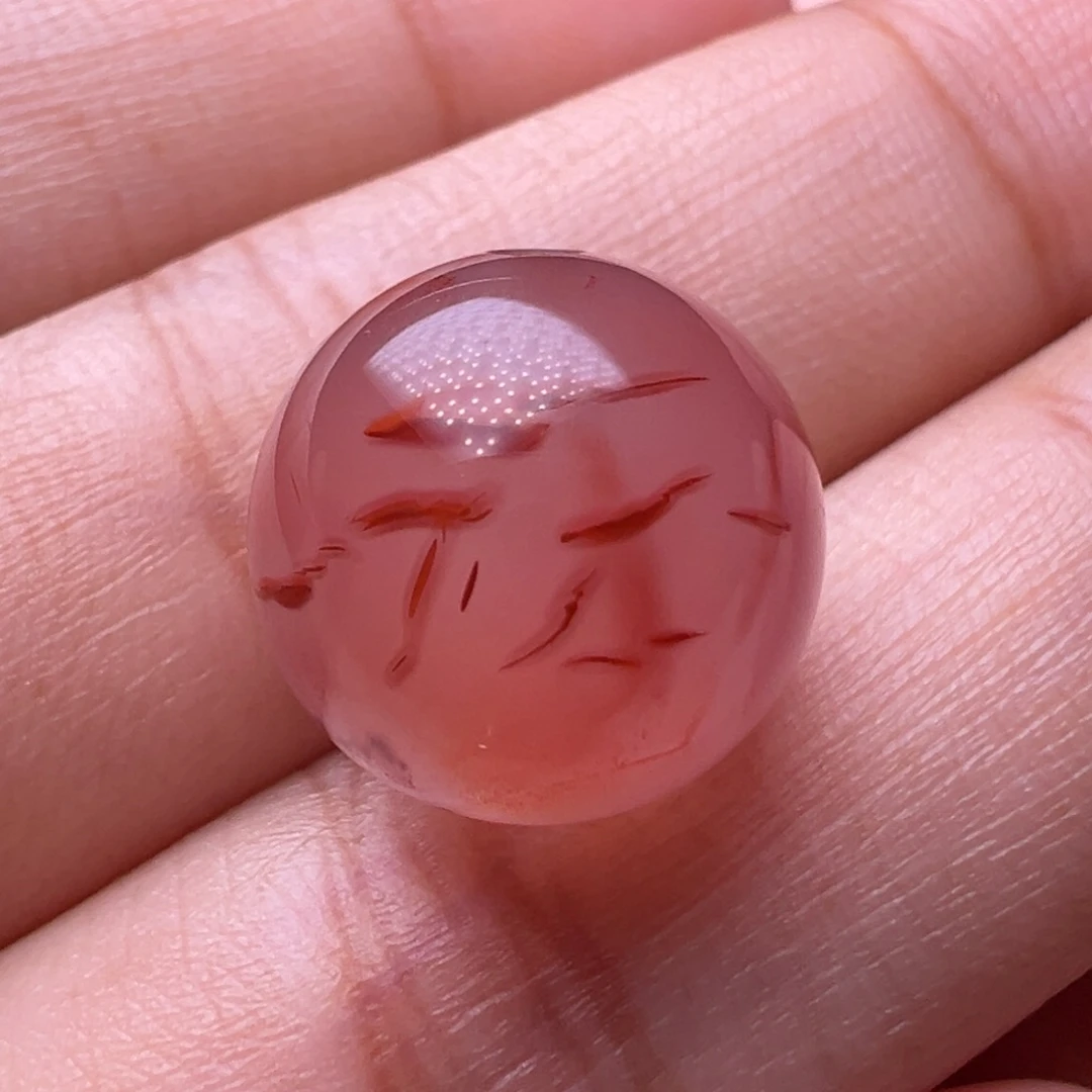 南红玛瑙未镶嵌珠宝奇石飘红圆珠14.1