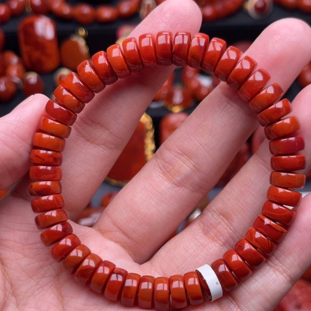 南红玛瑙未镶嵌珠宝奇石单圈8.5mm