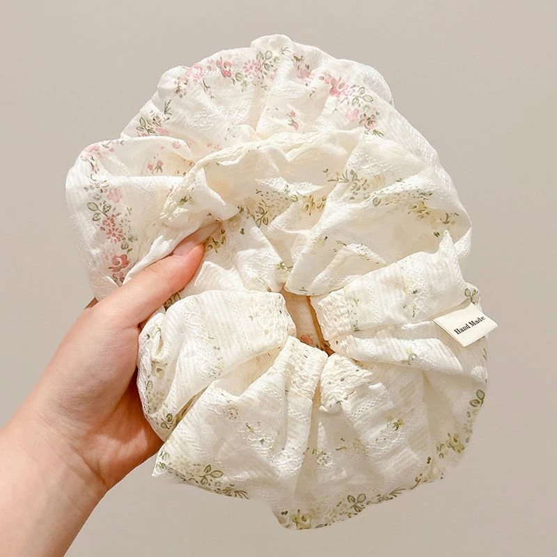 小清新碎花褶皱大肠发圈女后脑勺简约百搭不伤发扎发发绳发饰头d1