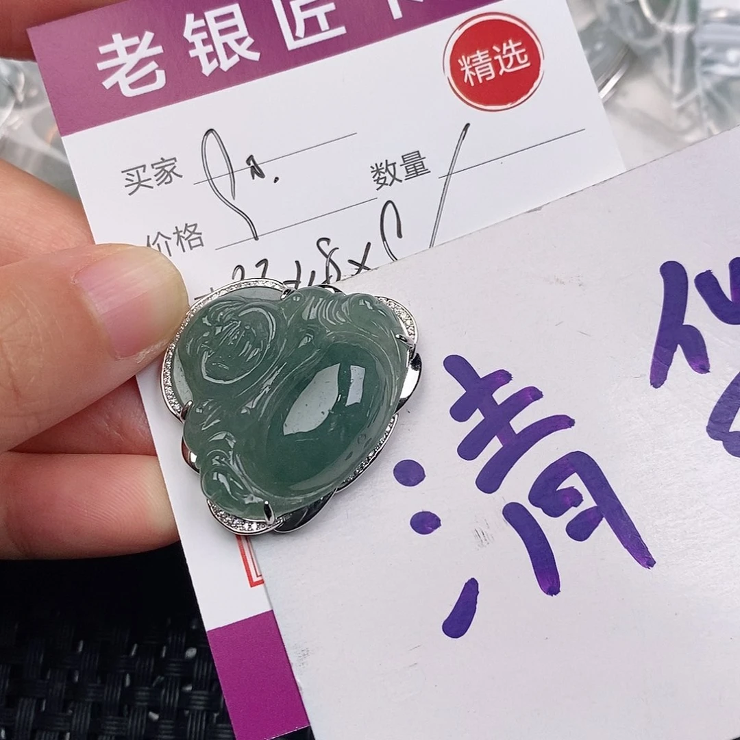 颈饰银S925镶嵌翡翠