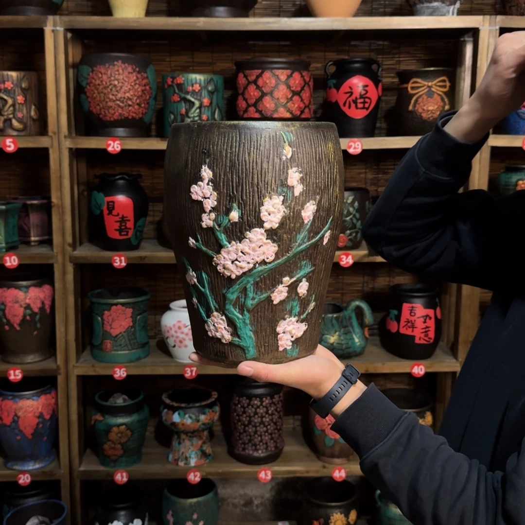 带孔高端浮雕花盆炸炸炸