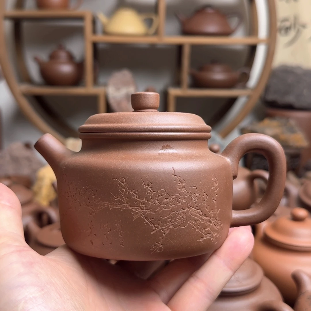 茶壶紫砂德钟300cc台西嫩底槽清刻梅
