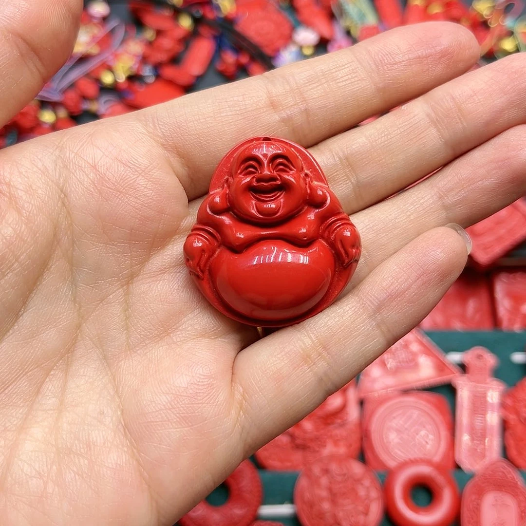 天然辰砂黑色绳子吊坠