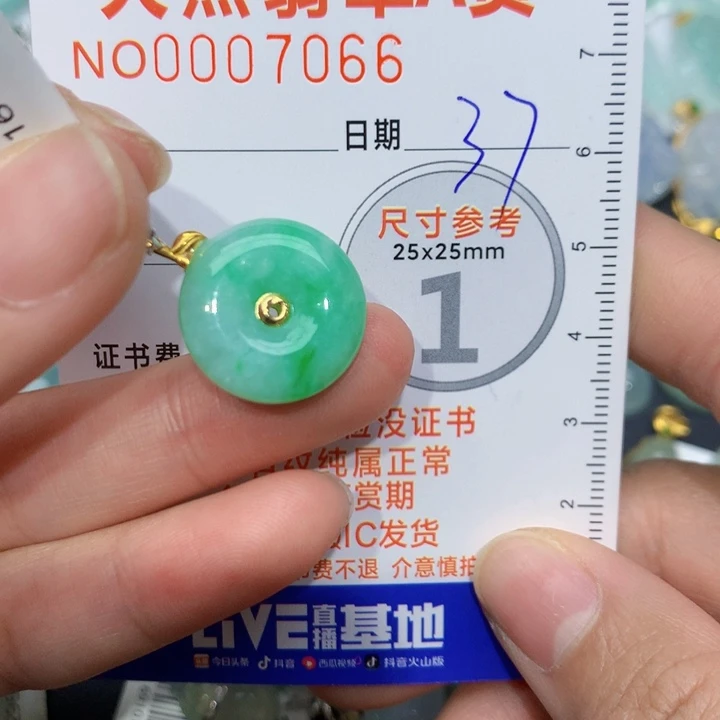 翡翠颈饰18K金镶嵌平安扣