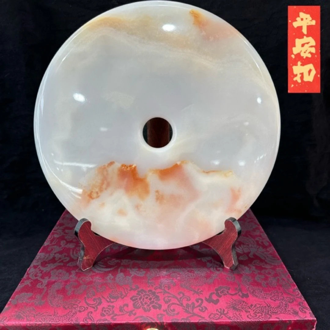 天然阿富汗玉石平安扣客厅玄关办公室祈福送礼装饰品