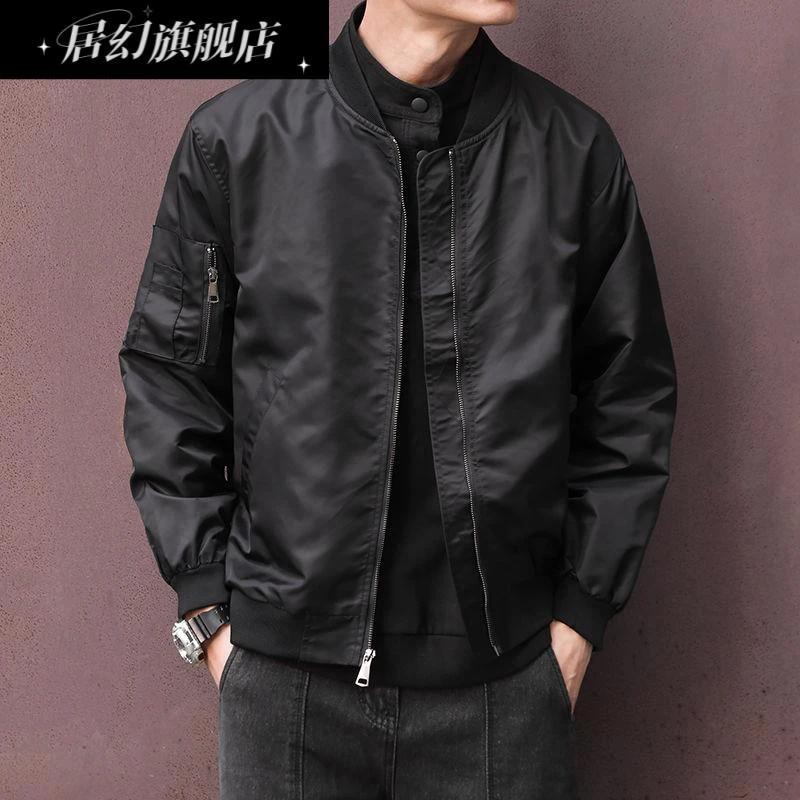 居幻大尺码美式复古高街飞行员夹克长袖宽松情侣潮牌韩版帅气外套