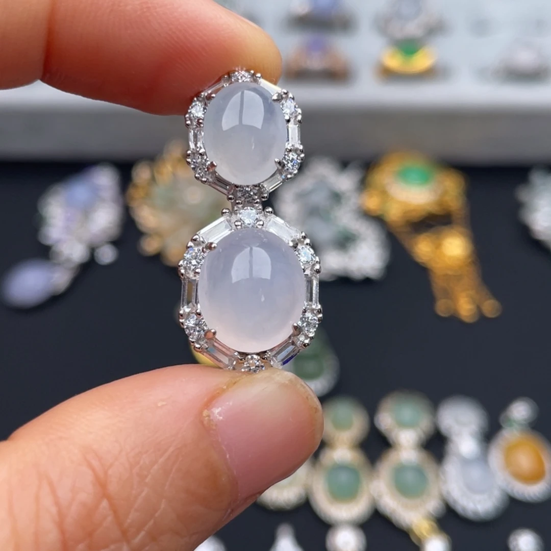 翡翠银S925镶嵌吊坠(不含链)