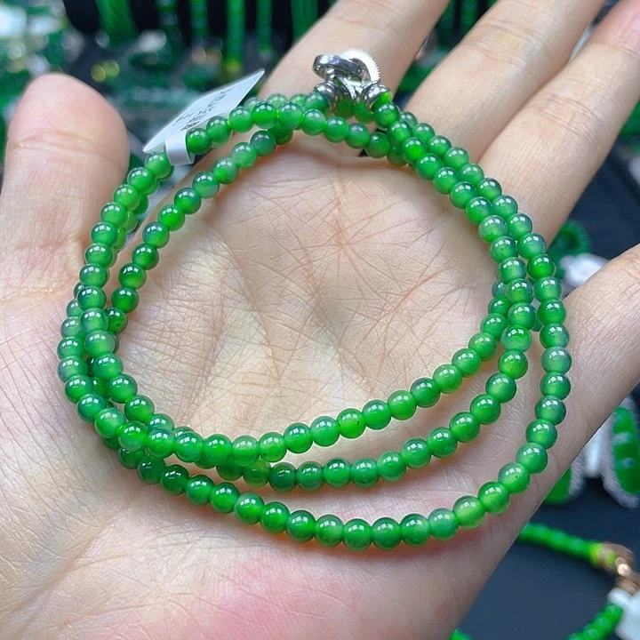 翡翠未镶嵌颈饰天然A货翡翠甜绿4