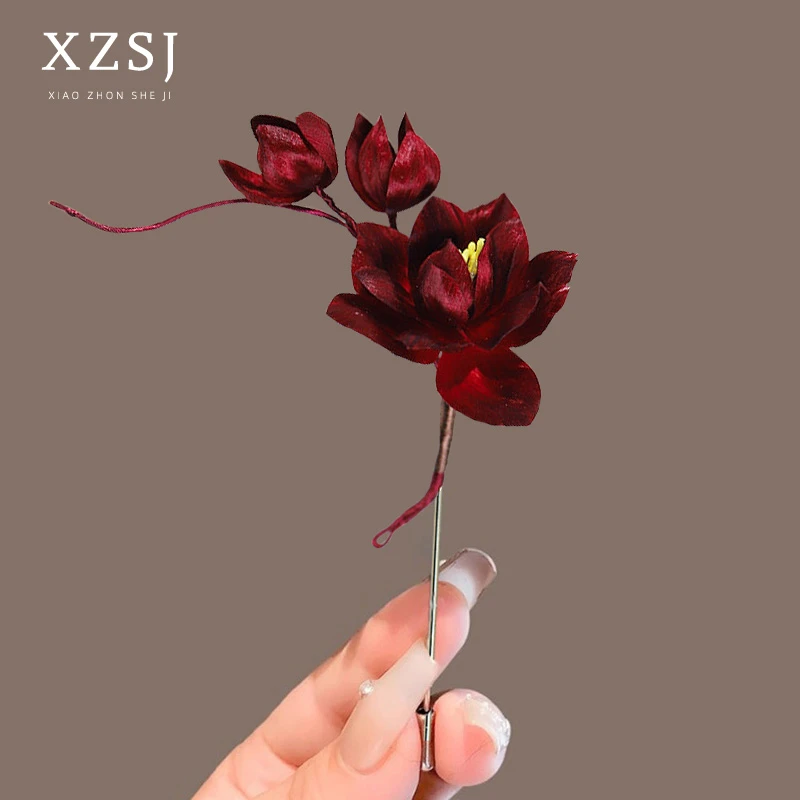 铜布艺胸针 【红芍药】非遗绒花红色胸花手工掐丝国风别针旗袍配饰