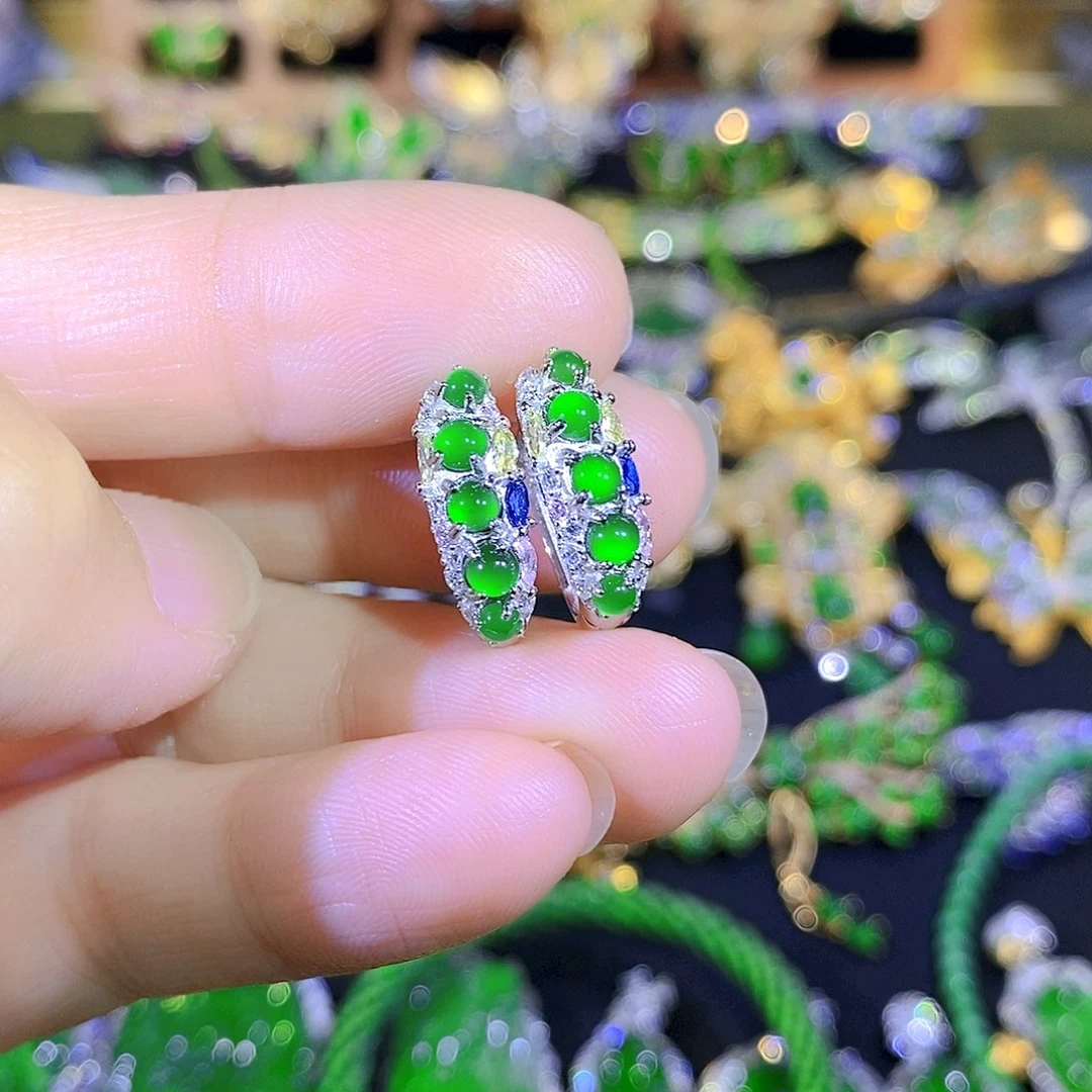 吊坠(不含链)银S925镶嵌翡翠