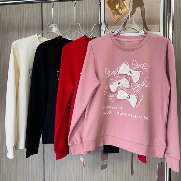 9122品牌撤柜女装az时尚设计款蝴蝶结气质卫衣