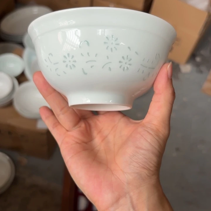 青瓷景德镇陶瓷米饭碗两只青色