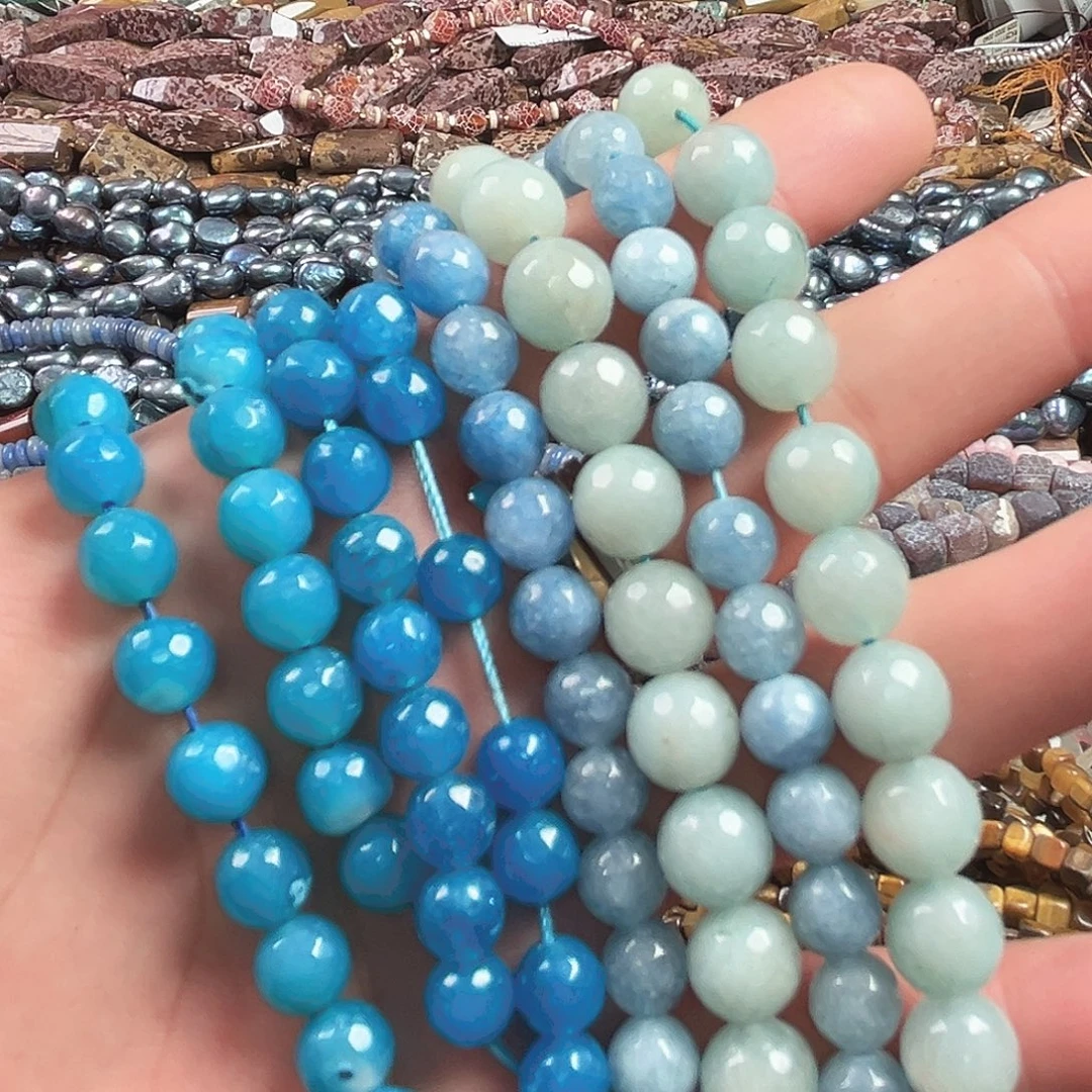 玛瑙/玉髓合金珠宝半成品A758，切面圆珠8-10mm打包