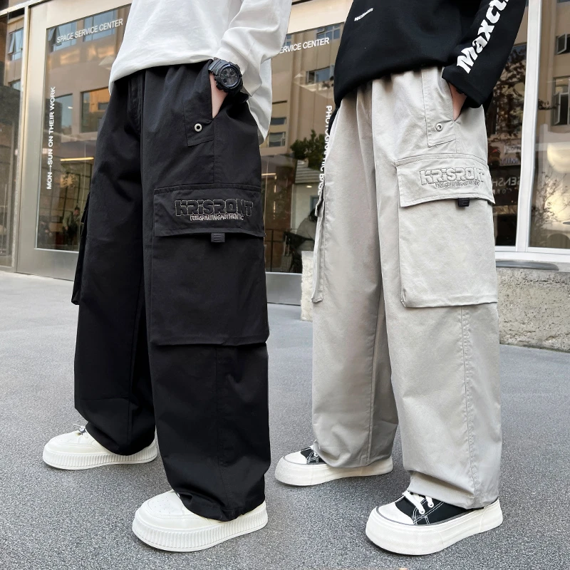 男童裤子2025春秋新款中大童酷帅潮流胖童休闲阔腿裤儿童直筒裤潮