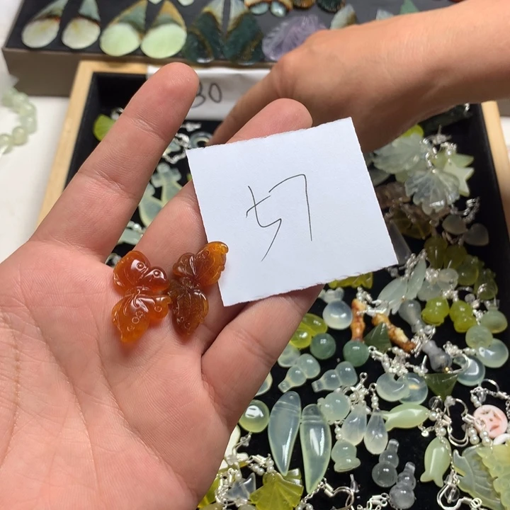 炎***姐蛇纹石玉合金发夹