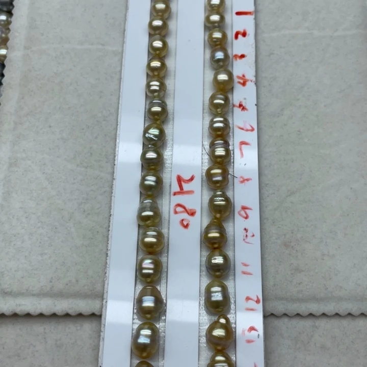 未镶嵌海水珍珠项链南洋金珠螺纹8-12