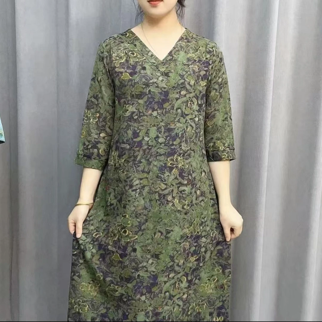 9925-【看图配货】花色中老年装中式裙子新款夏装连衣裙【富通物流】