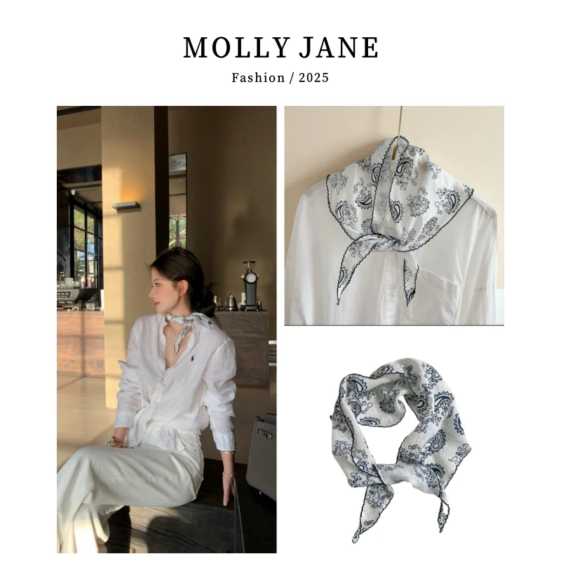 木槿芸【棉麻三角巾】高质感穿搭法式时尚围巾女服饰配件丝巾SJ-160