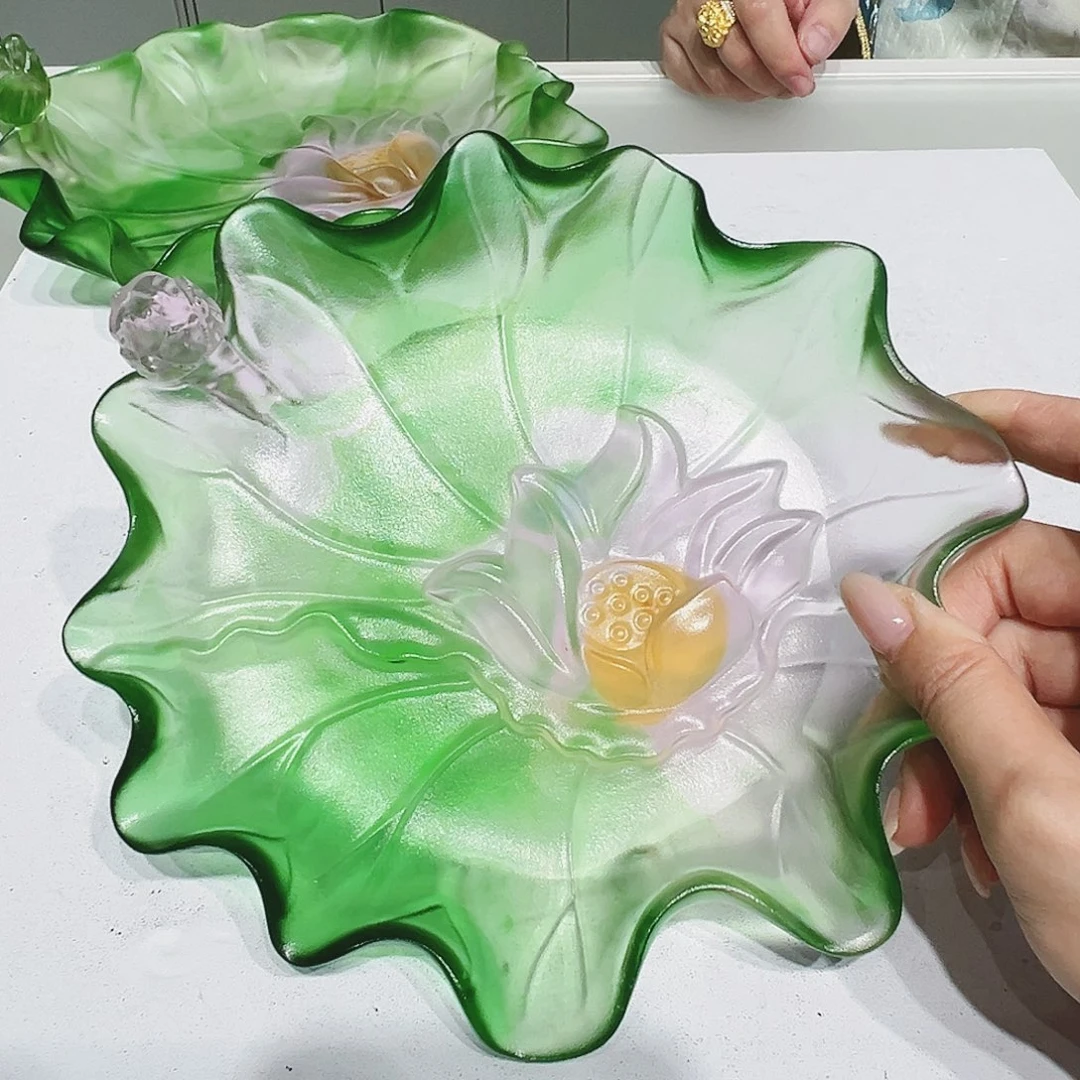 【闪购商品】手工艺品琉璃荷花果碟
