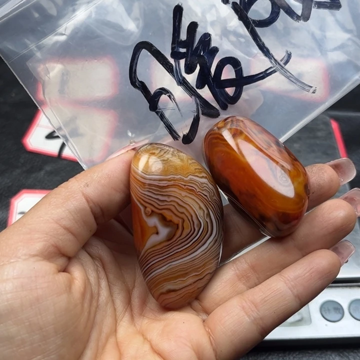 暖***画玛瑙/玉髓未镶嵌吊坠