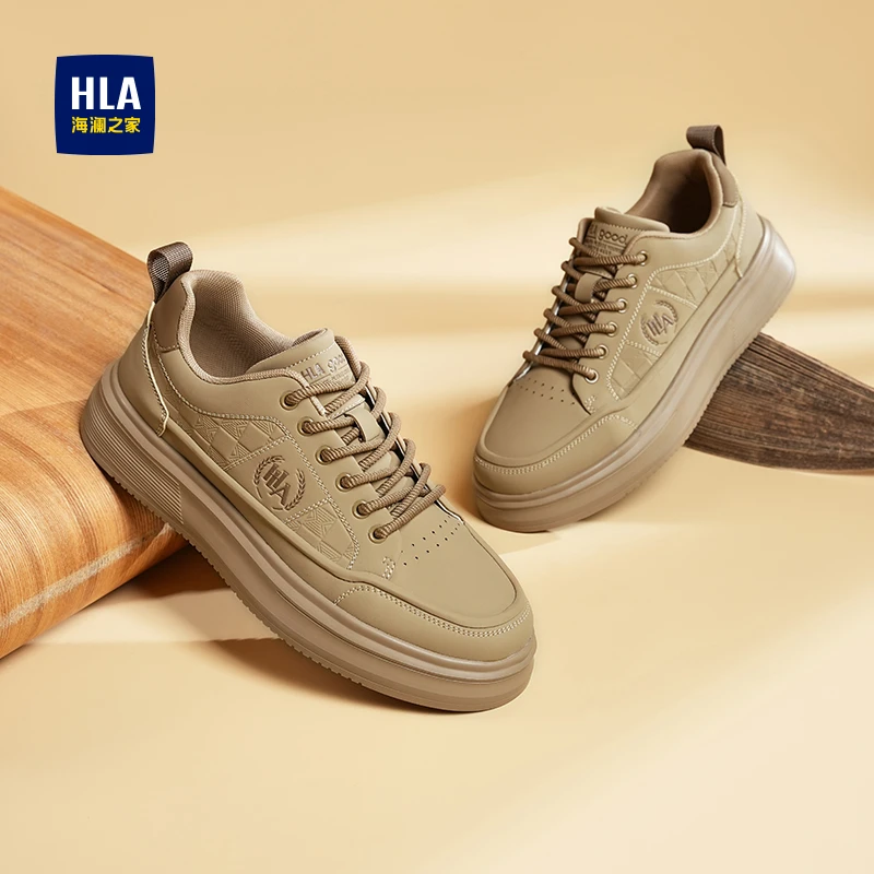 海澜之家男鞋2025秋季新款时尚压纹板鞋百搭工装鞋增高耐磨休闲鞋