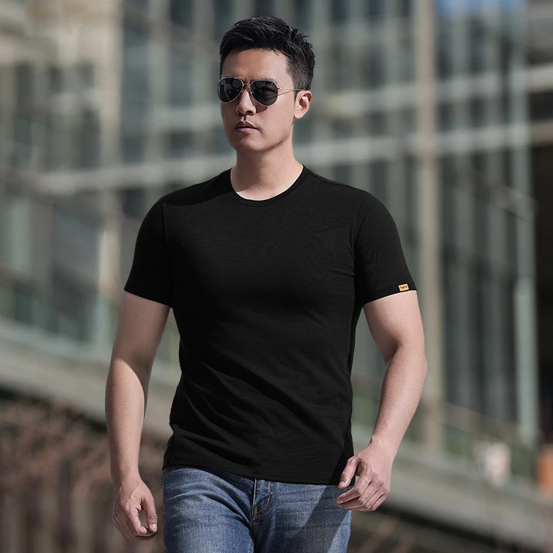 【龙牙】秘之风羽PRO美丽诺羊毛圆领短袖T恤男士夏季百搭半袖