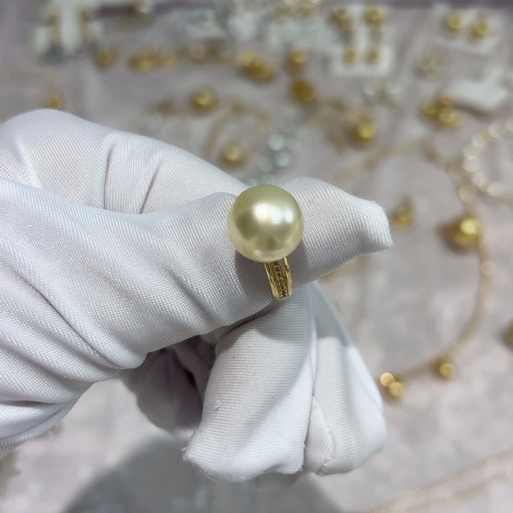 戒指海水珍珠银S925镶嵌