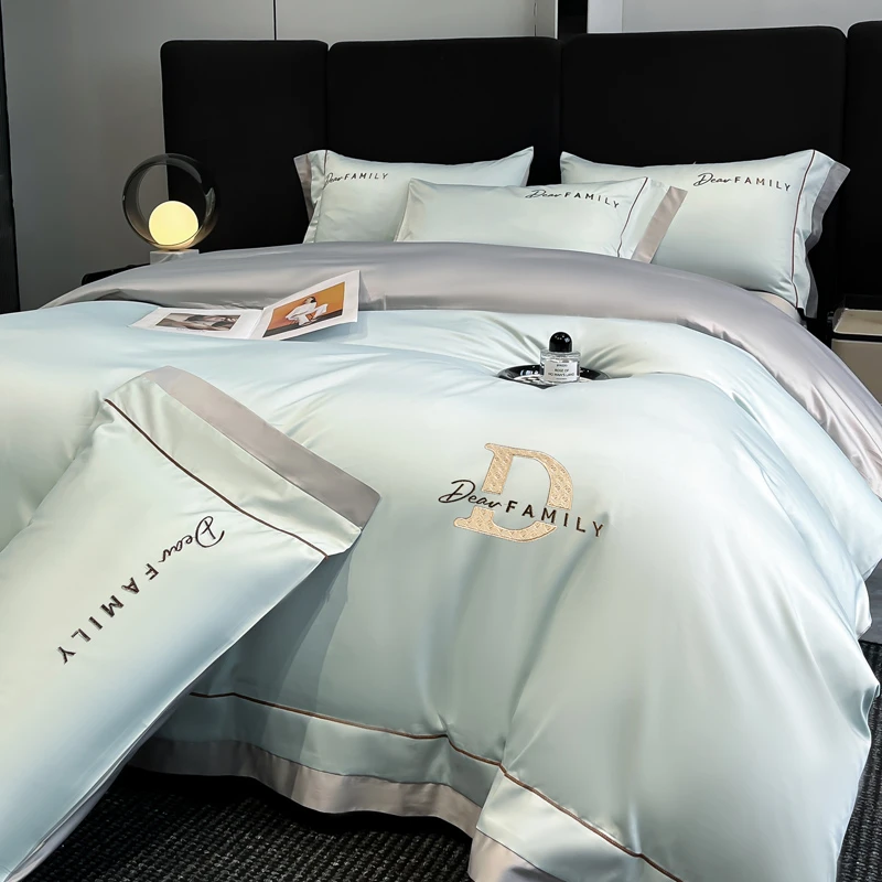 轻奢高级感床品裸睡床上四件套A类纯棉100全棉被套床单床笠