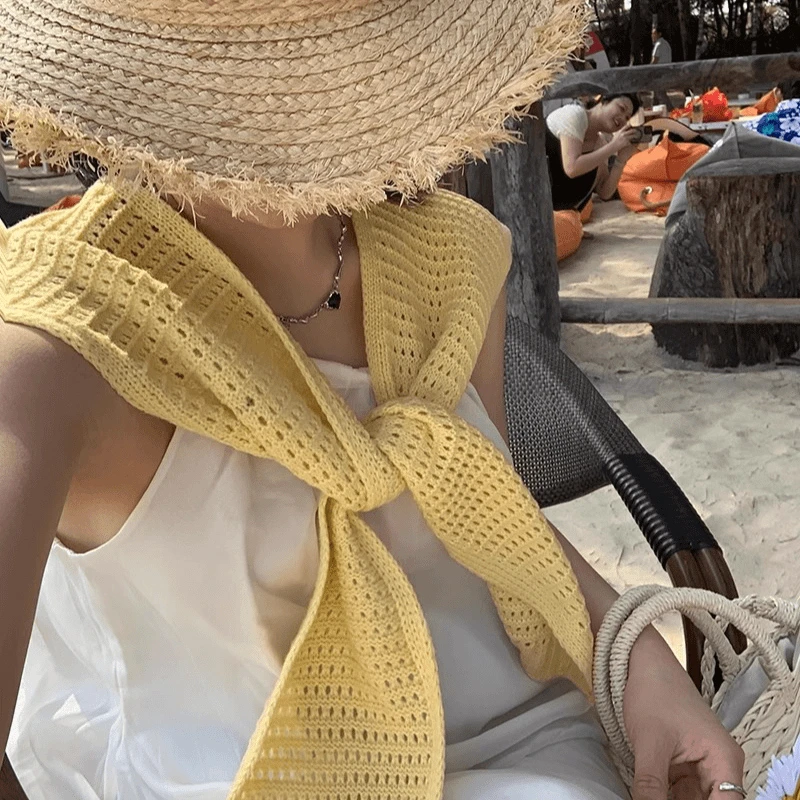 ins博主同款 简约风针织披肩女春夏百搭假领子装饰坎肩多功能围巾