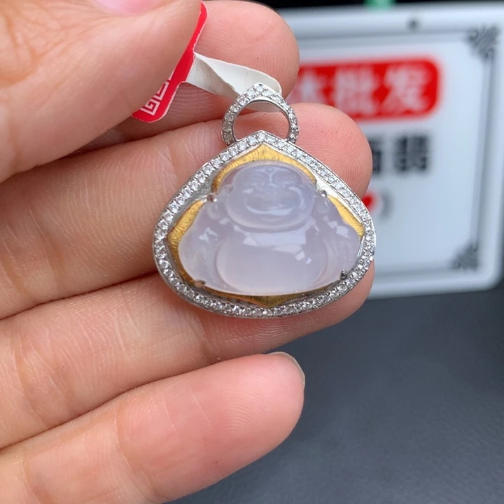 吊坠(不含链)18K金镶嵌翡翠