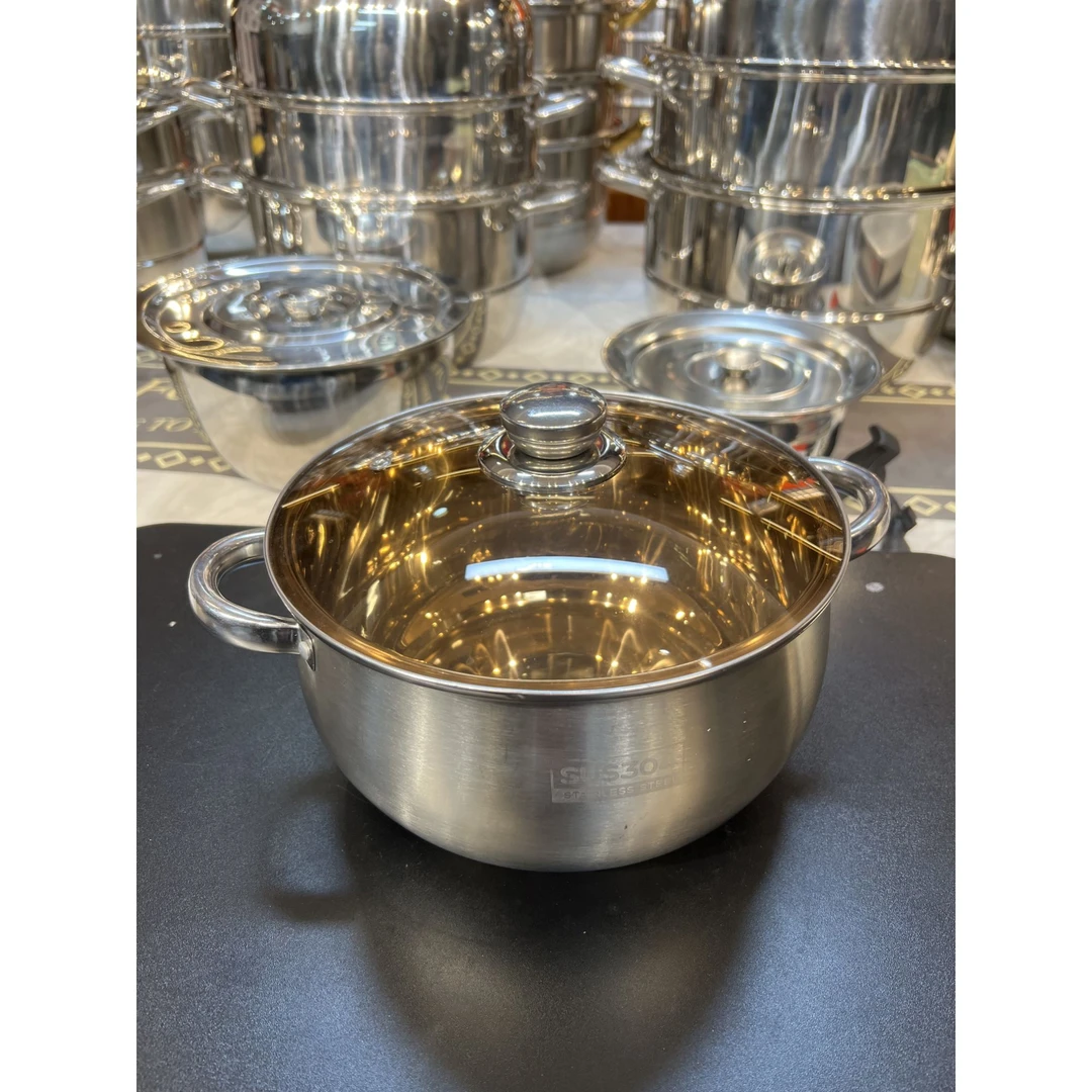 BH【出口外贸】24CM/304不锈钢特厚苹果汤锅煮面锅煲汤锅炉通用厨具