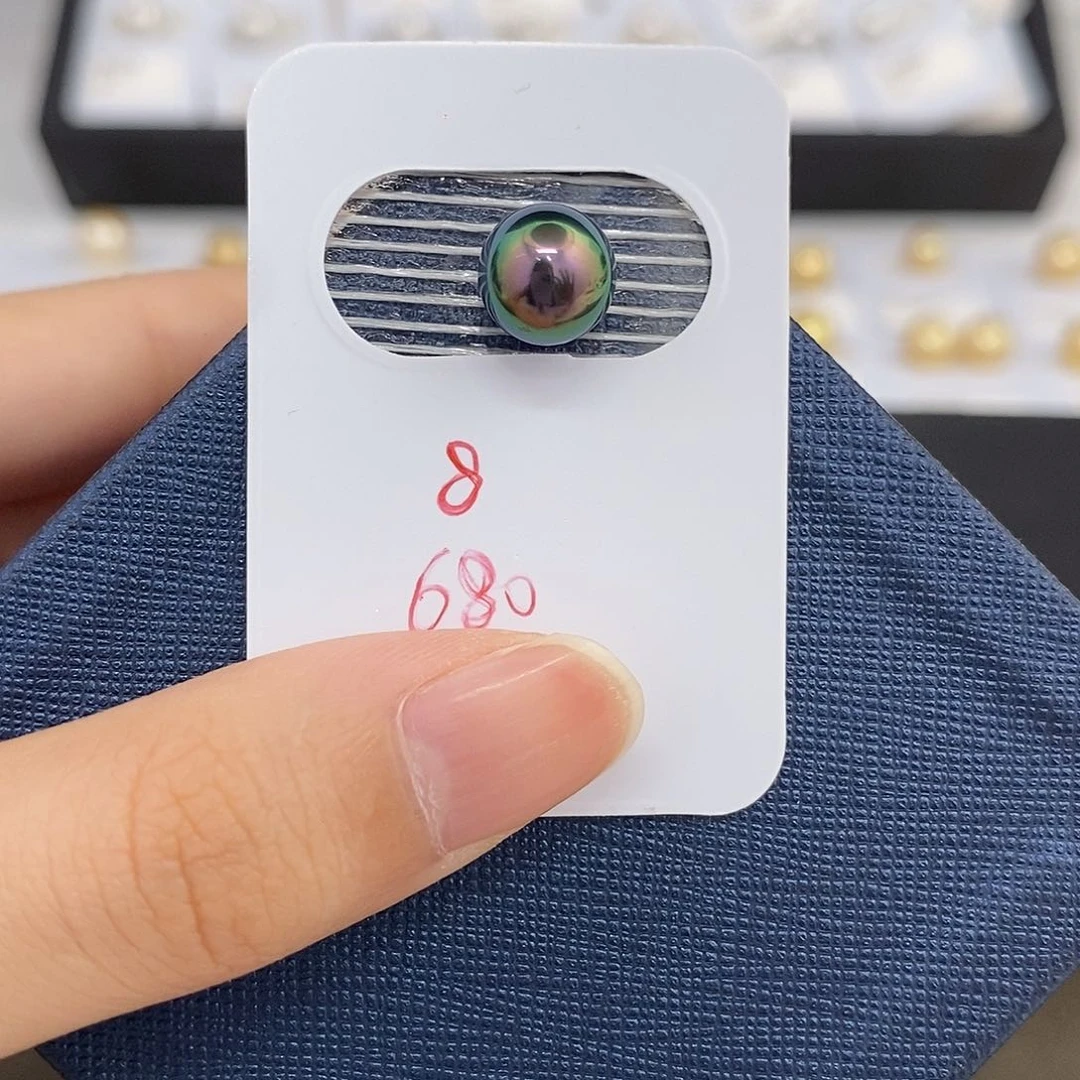 未镶嵌海水珍珠耳饰8-9mm辣辣色大溪地