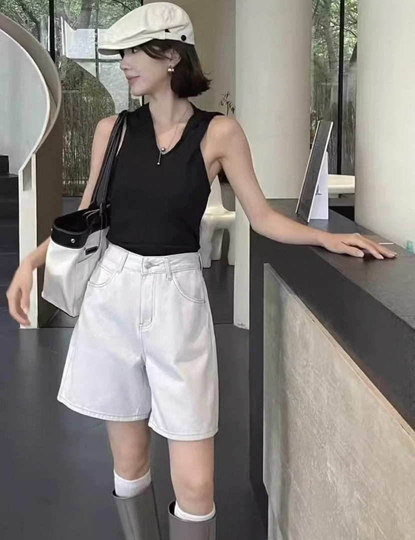 【李姑娘专属】66326夏季新款半松紧腰牛仔短裤