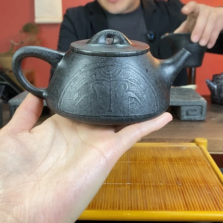 沉***间莱州古青双鹤石瓢260cc