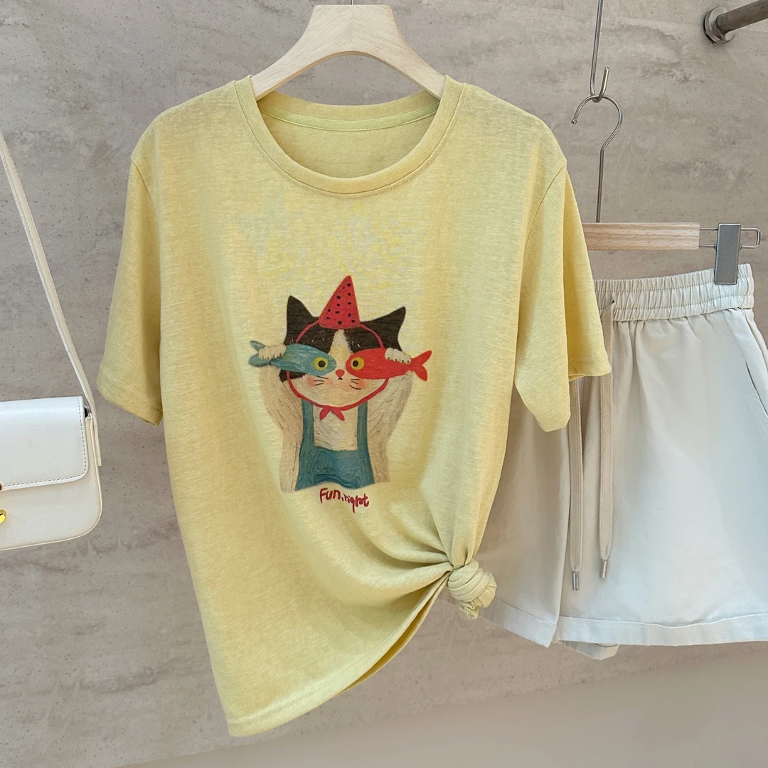 韩系多色猫咪T恤22212