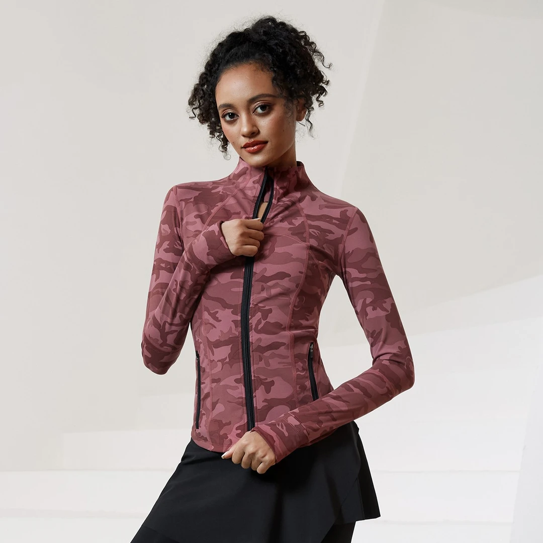 【清仓】科里芙速干瑜伽外套修身显瘦立领长袖上衣运动跑步