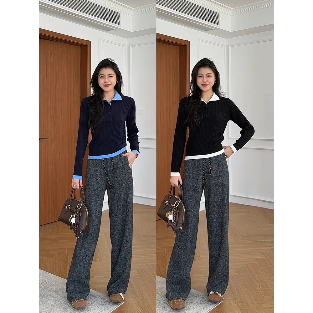 张阿星【撞色毛衣】冬季百搭绵羊毛撞色打底针织衫W425X20788