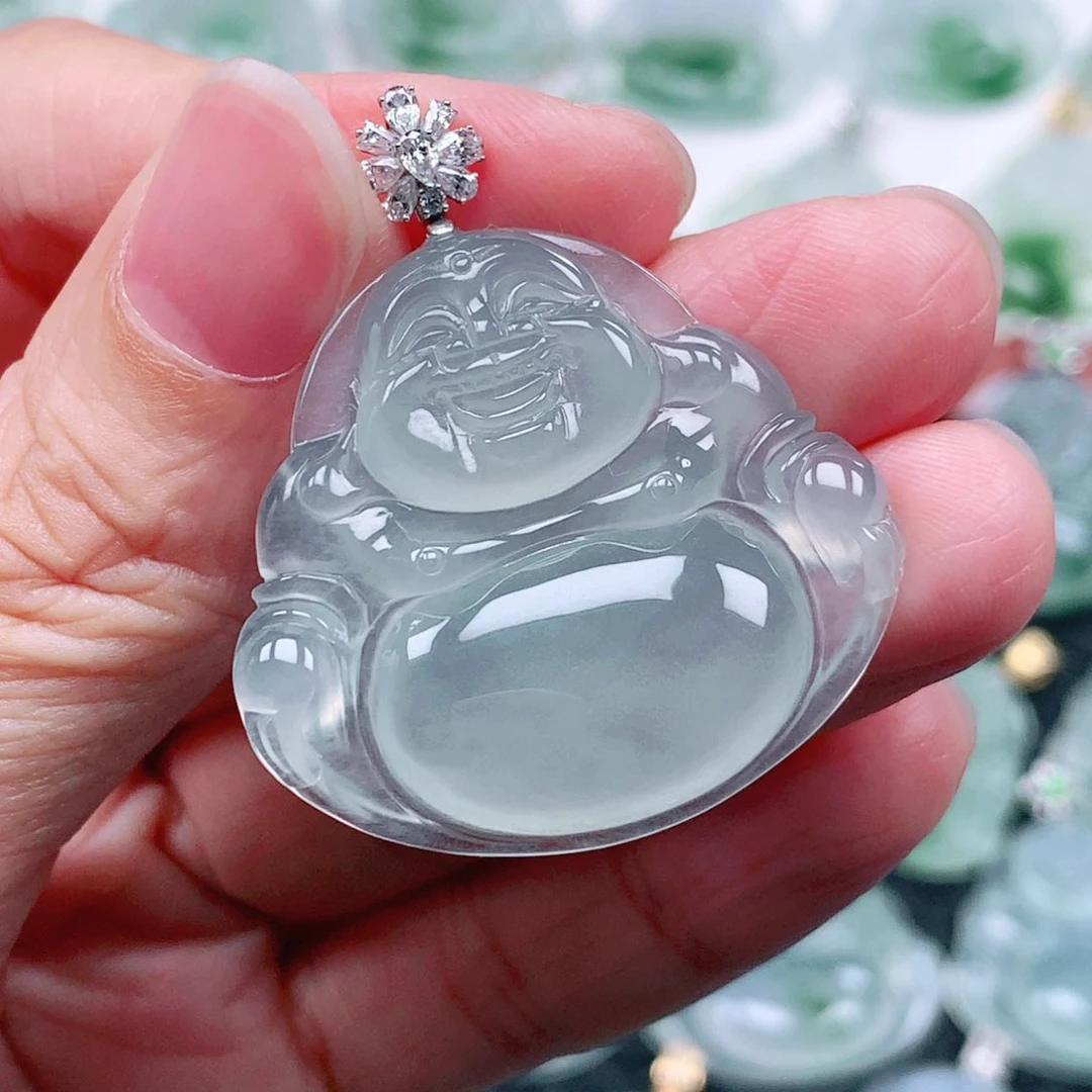 吊坠(不含链)18K金镶嵌翡翠