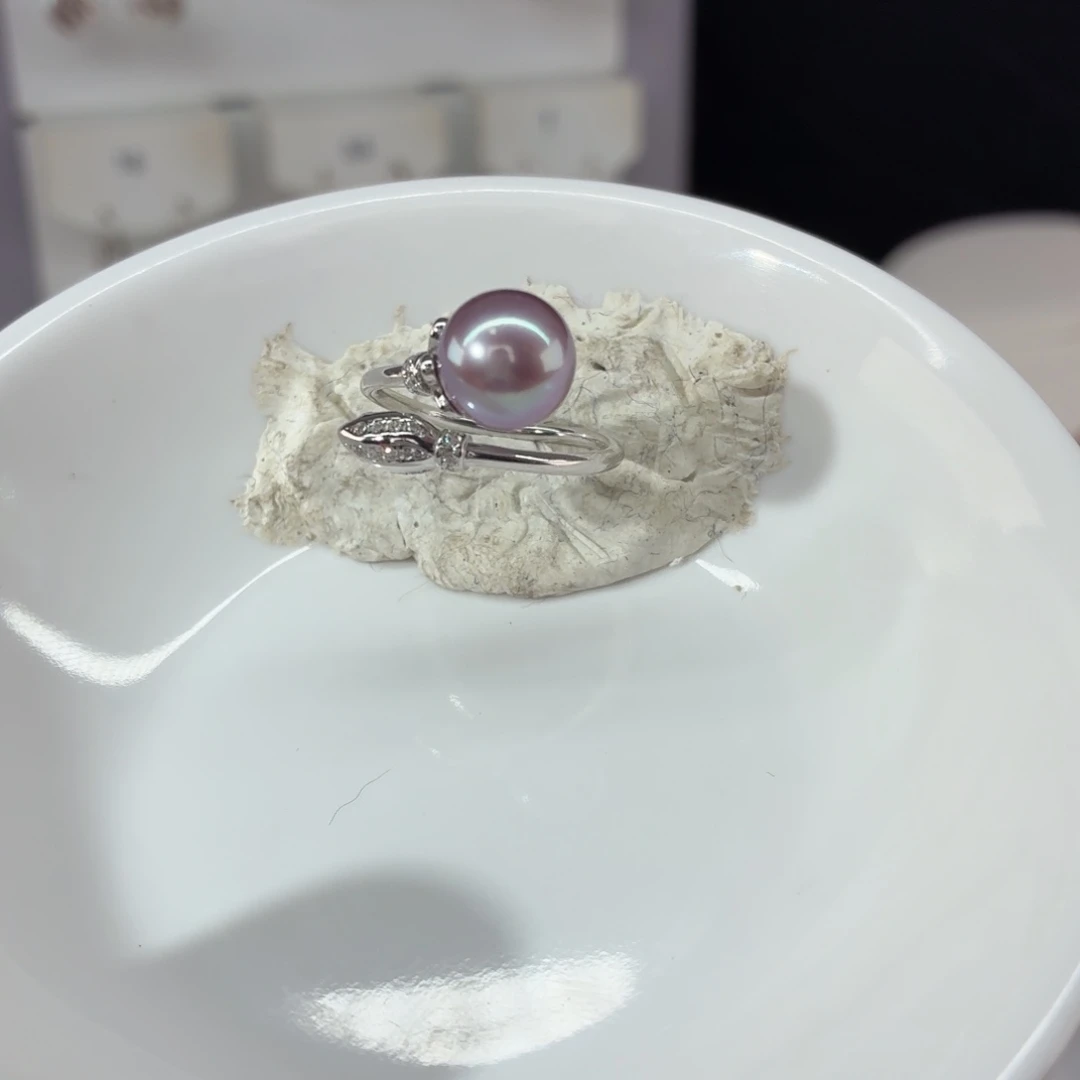 大***鹿淡水珍珠银S925镶嵌戒指